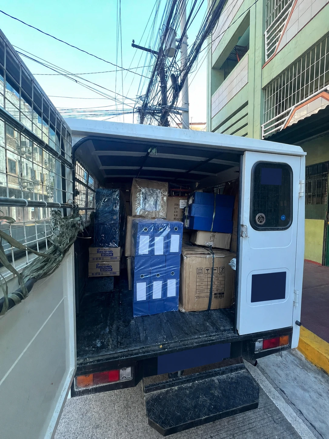 Boxed goods loaded for an MR14 delivery